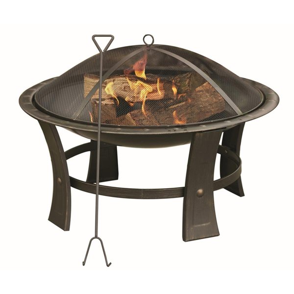 Gan Eden 19 x 29 x 29 in. Round Wood Fire Pit - Steel GA2087877